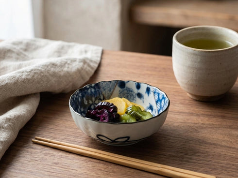 Yuzen bowls (set of 4) Chawanmushi